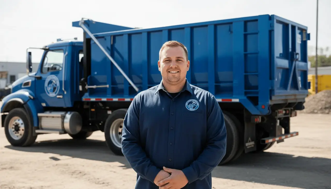 Driver operating a roll-off truck in Taunton, MA